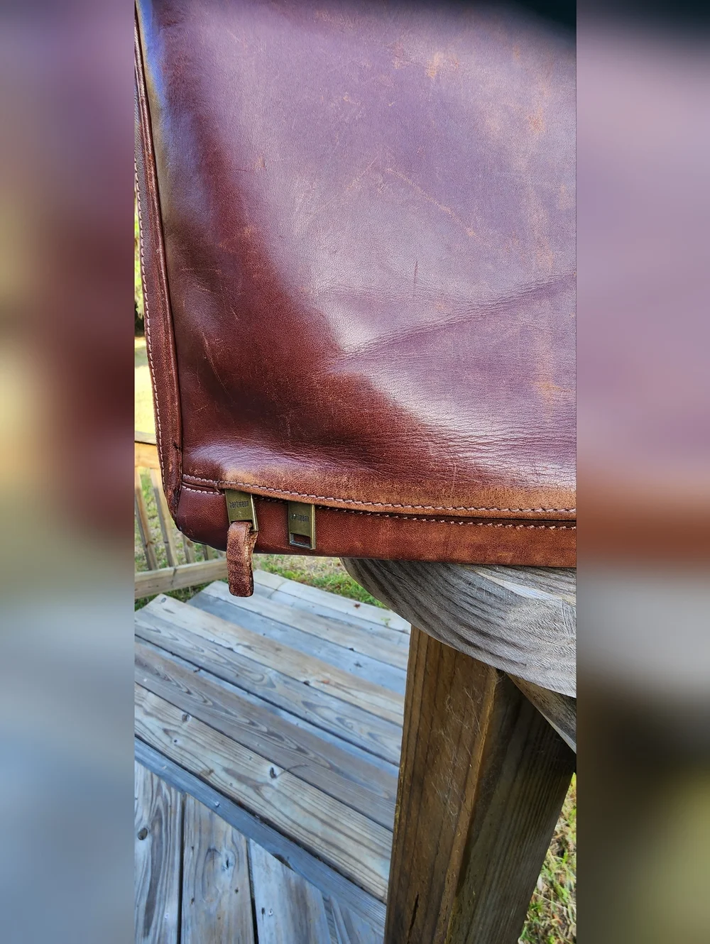 Hartmann Classic Brown Leather Laptop Briefcase with Shoulder Strap